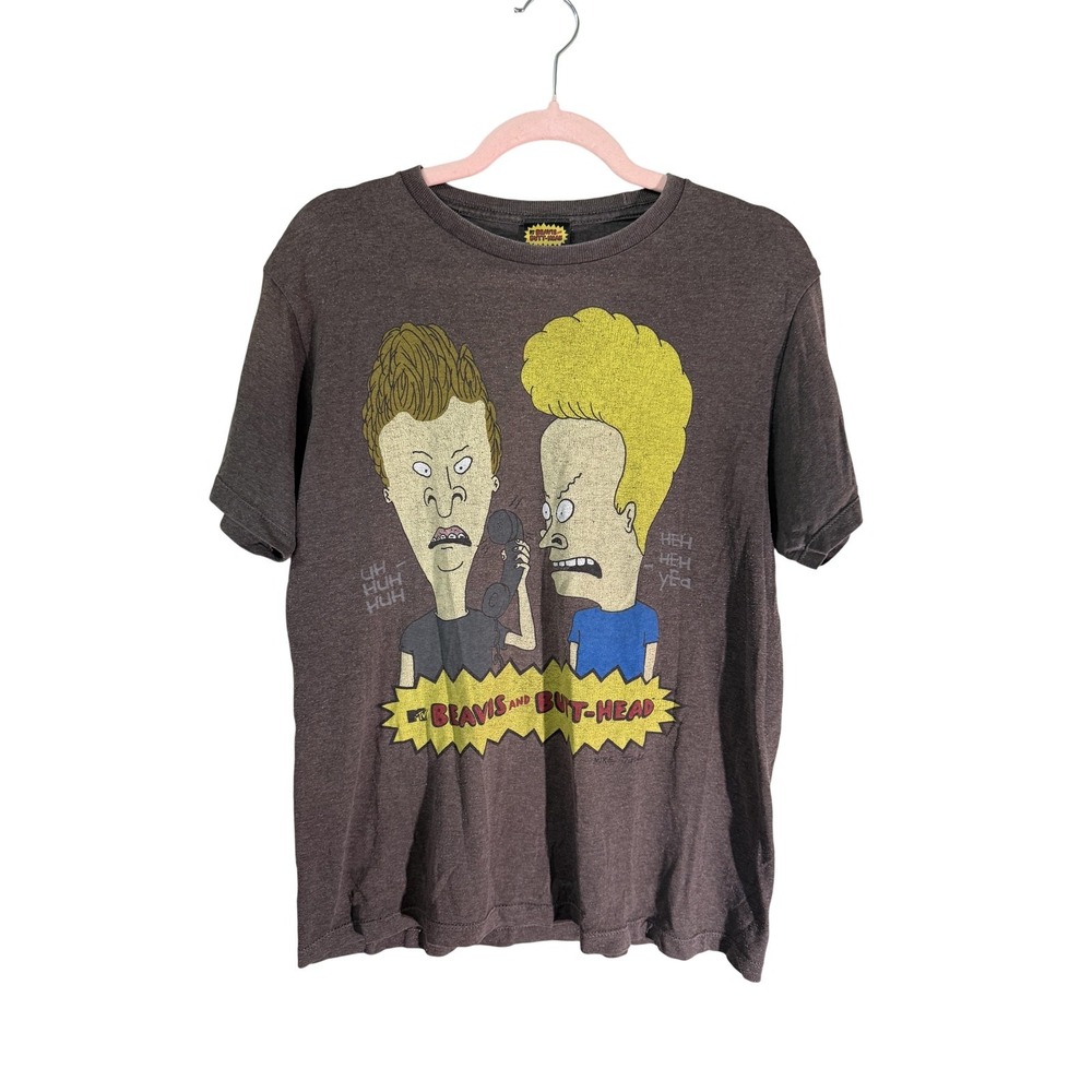 FIFTH SUN Shirt Mens L Brown Beavis And Butt-Head Graphic Cotton Jersey Summer